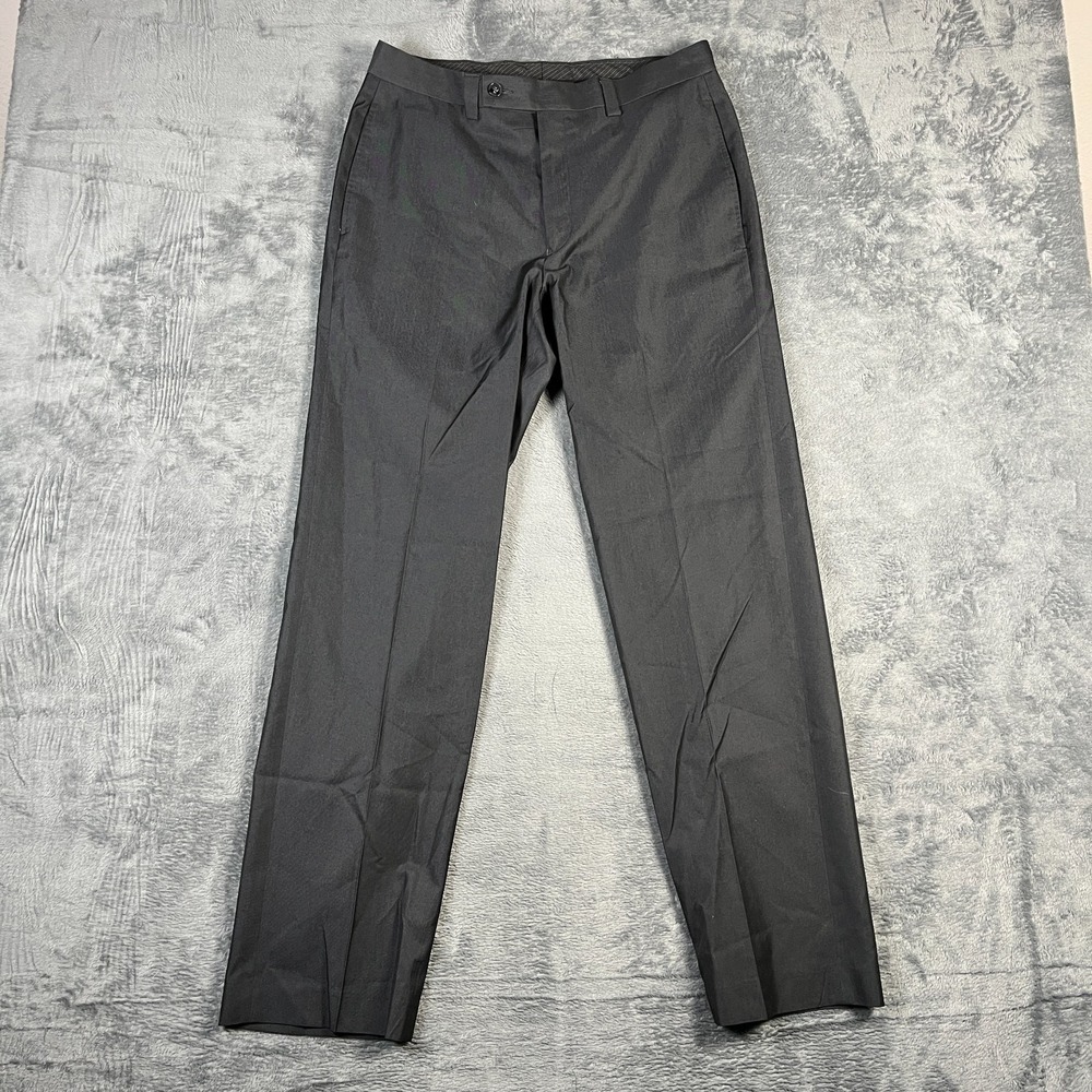Calvin Klein Dress Pants Men 32x32 Black Flat Front Straight Leg Office Business